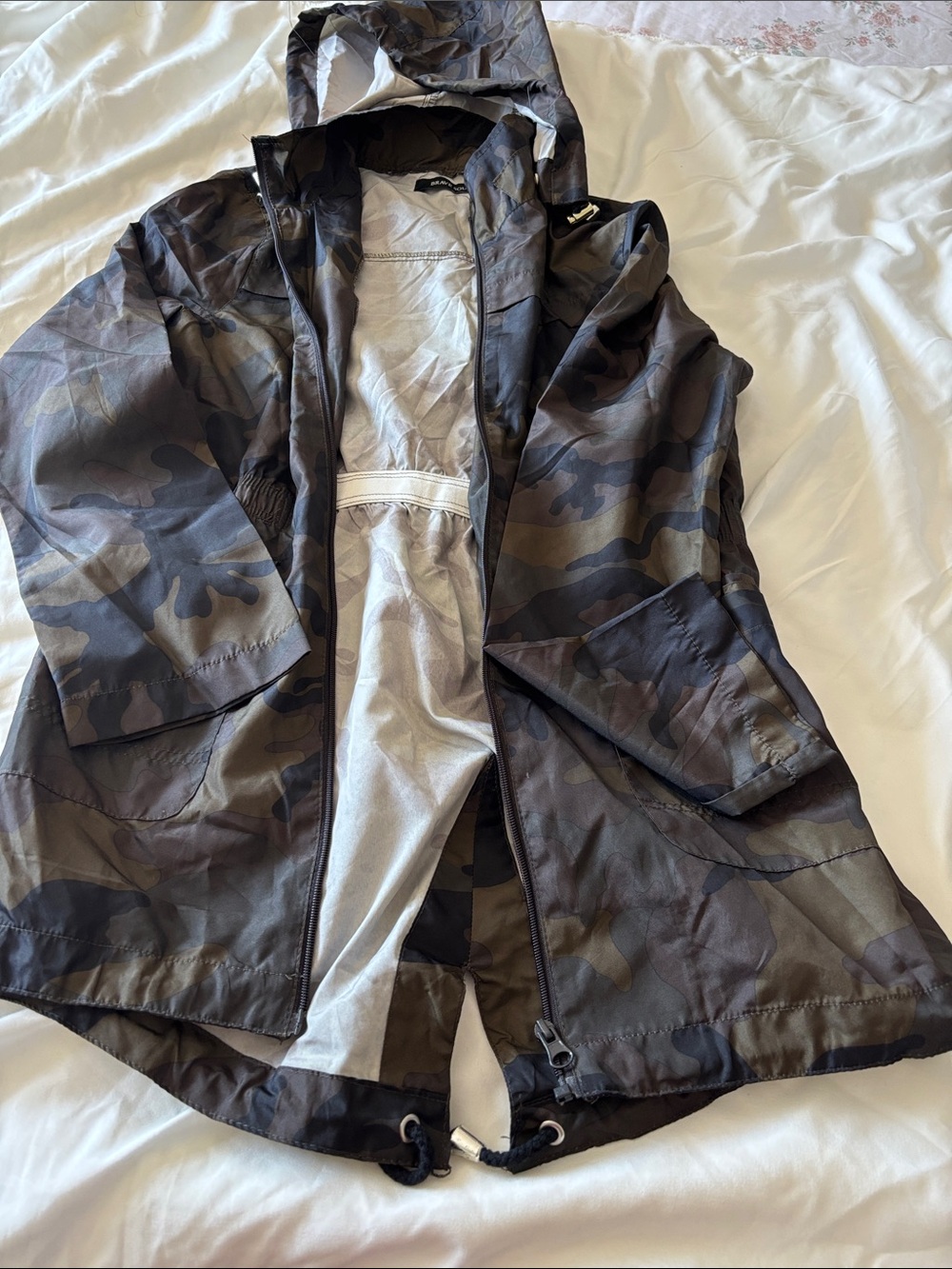 Camo Hooded Lightweight Anorak Jacket - Green/Brown